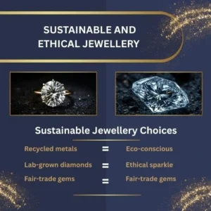 Split visual: recycled gold ring + lab-grown diamond vs traditional mining.