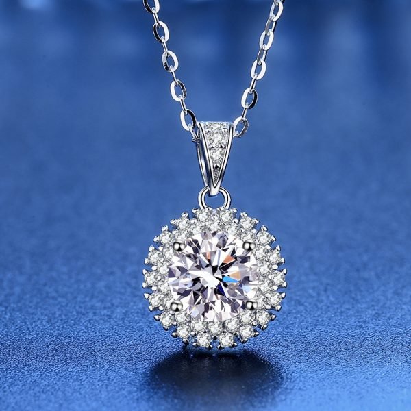 Elegant style Inlay Pendant Necklace with 1 Karat Certified Geometric Moissanite