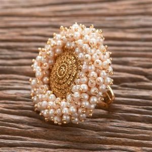 Antique Adjustable Ring with Matte Gold Plating
