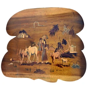 Indian Village farmers - Pure rose wood inlay Art