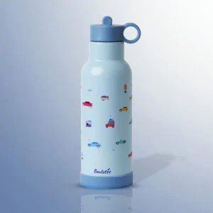 Light Blue Water Bottle with Car Theme